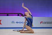 Darya Grokhotova during an exercise with a hoop