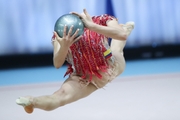 Manuela Gallego (Columbia) doing an exercise with a ball