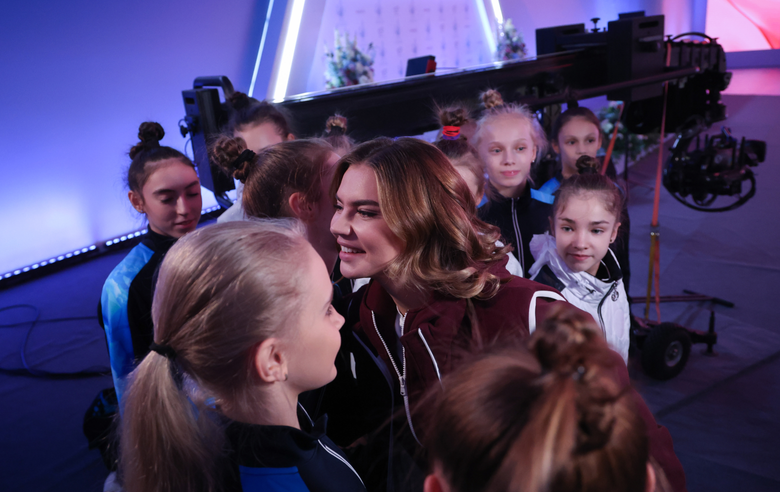 November 11, 2025. Olympic champion Alina Kabaeva and Academy gymnasts before the start of the Sky Grace Cup International Tournament and Beijing Top Open 2025
