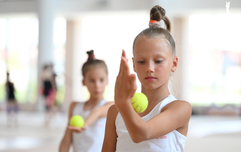 A gymnast during the training session