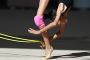 Valeria Medvedeva during an exercise with a jump rope