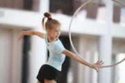 A gymnast during the hoop exercise