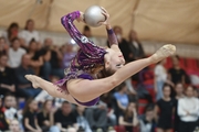 Gymnast during an exercise with a ball