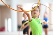A gymnast during practice at the training camp in the Academy