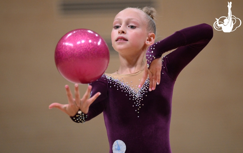 Sofia Smirnova during an exercise with a ball during a control training session