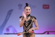 Mariia Borisova after her clubs routine