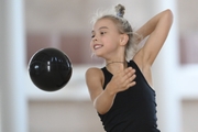 Elvira Belyaeva during an exercise with a ball