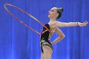 Mariia Borisova during an exercise with a hoop