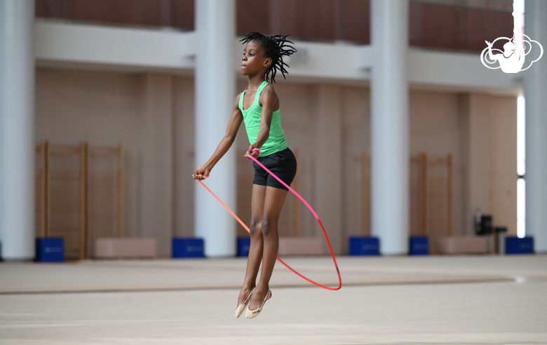 Gymnast Nkenko Sita Davina Chanselvi from the Republic of Congo during the hoop exercise