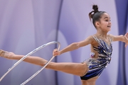 Eva Chugunova during an exercise with a hoop at the control training session