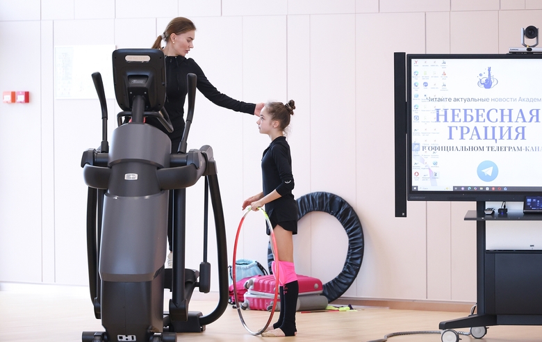 May 24, 2026. Olympic champion Alina Kabaeva and Ksenia Savinova during training at the Academy