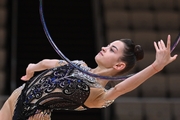 Anna Vakulenko with a hoop during the control training session