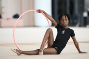 Gymnast Nkenko Sita Davina Chanselvi from the Republic of Congo during the hoop exercise