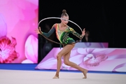 Ksenia Saliy during an exercise with a hoop