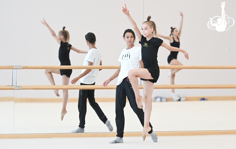 Choreographer Ekaterina Belova with Elvira Belyaeva during choreography class