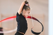 Ksenia Savinova during an exercise with a ribbon