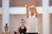 A gymnast during the training session