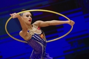 Gymnast during an exercise with a hoop