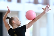 Kristina Voitenko during an exercise with a ball