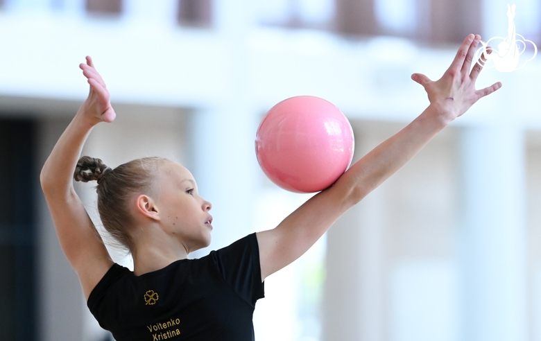 Kristina Voitenko during an exercise with a ball