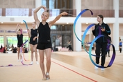 Gymnasts during practice at the training camp in the Academy