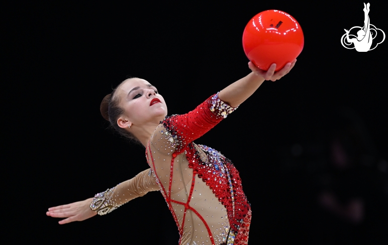 Daria Verenich during an exercise with a ball