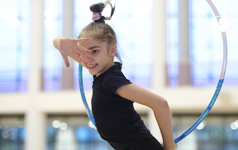 Ksenia Savinova during exercise with a hoop