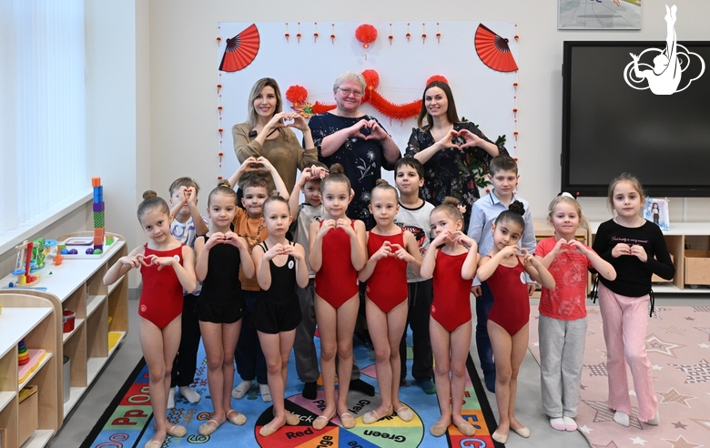 Preschoolers, young athletes from the Martial Arts Academy and their teachers during a class dedicated to the Chinese New Year