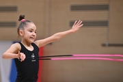 Ksenia Savinova during an exercise with a jump rope during floor testing