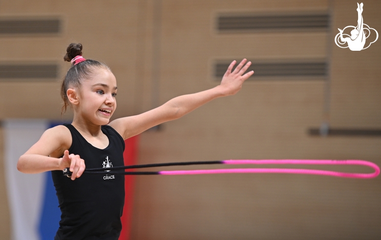 Ksenia Savinova during an exercise with a jump rope during floor testing