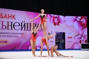 Group team gymnasts from St. Petersburg during their clubs routine