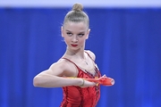 Alexandra Borisova during an exercise with clubs