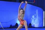 Uliana Ianus during an exercise with a ribbon