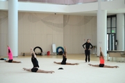 Gymnasts practice during the recovery camp at the Academy