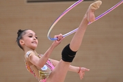 Valeria Medvedeva  during an exercise with a hoop at a control training session