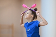 A gymnast during practice at the training camp in the Academy