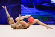 Kristina Voitenko during an exercise with a ball