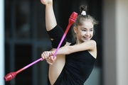 Ksenia Savinova during an exercise with clubs