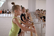 Gymnasts during choreography studies at the training camp in the Academy