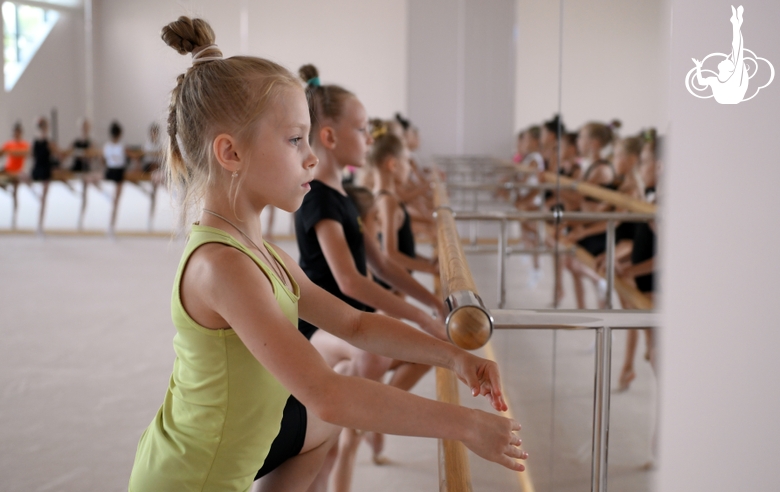 Gymnasts during choreography studies at the training camp in the Academy