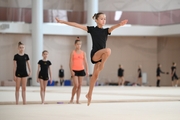 Gymnasts during practice at the training camp in the Academy