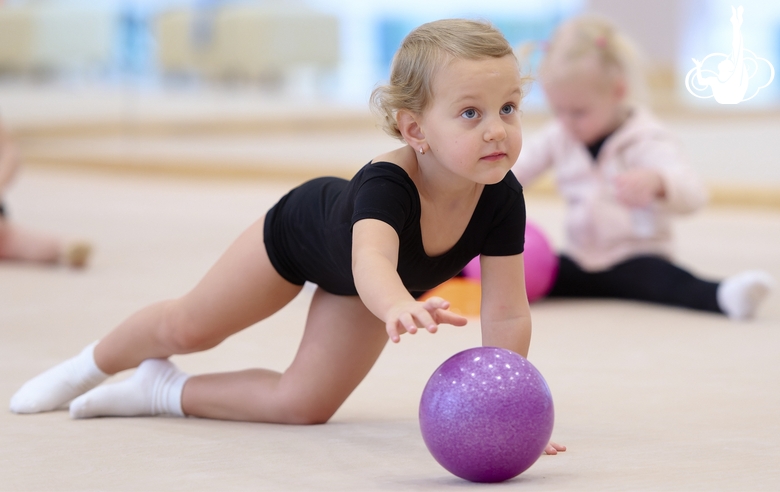 Young gymnasts during training