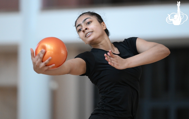 Gymnast Kimaya Karle during training at the Academy