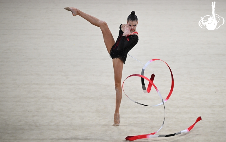 Ulyana Yanus during the ribbon exercise