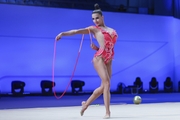 Arina Tkachuk during an exercise with a jump rope