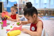 A preschooler during a class dedicated to the Chinese New Year