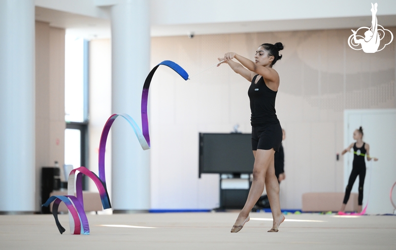 Gymnast Kimaya Karle during training at the Academy
