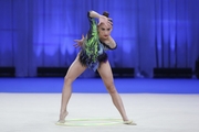 Marina Malpica during an exercise with a hoop