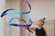 Elvira Belyaeva during an exercise with a ribbon