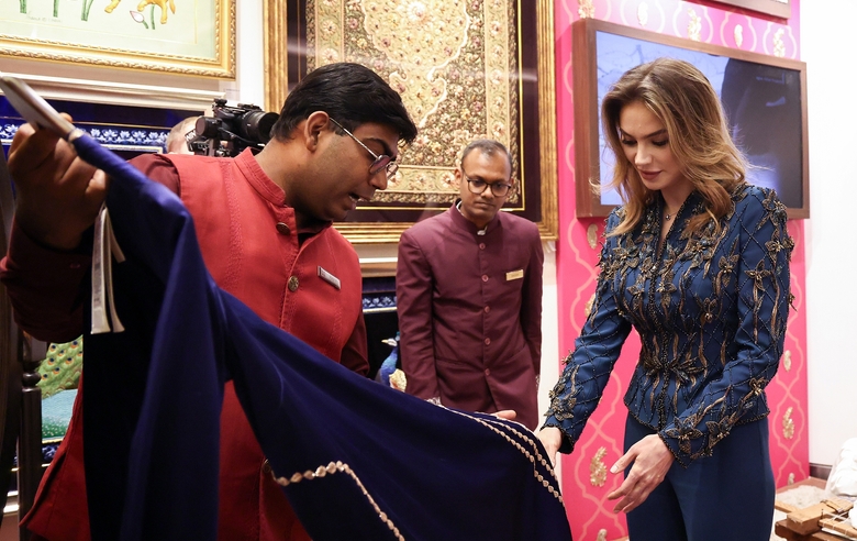 October 29, 2026. Olympic champion Alina Kabaeva during a tour of the Nita Mukesh Ambani Cultural Centre